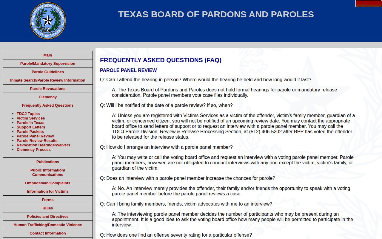 Texas parole file review process for Cass County supervision cases