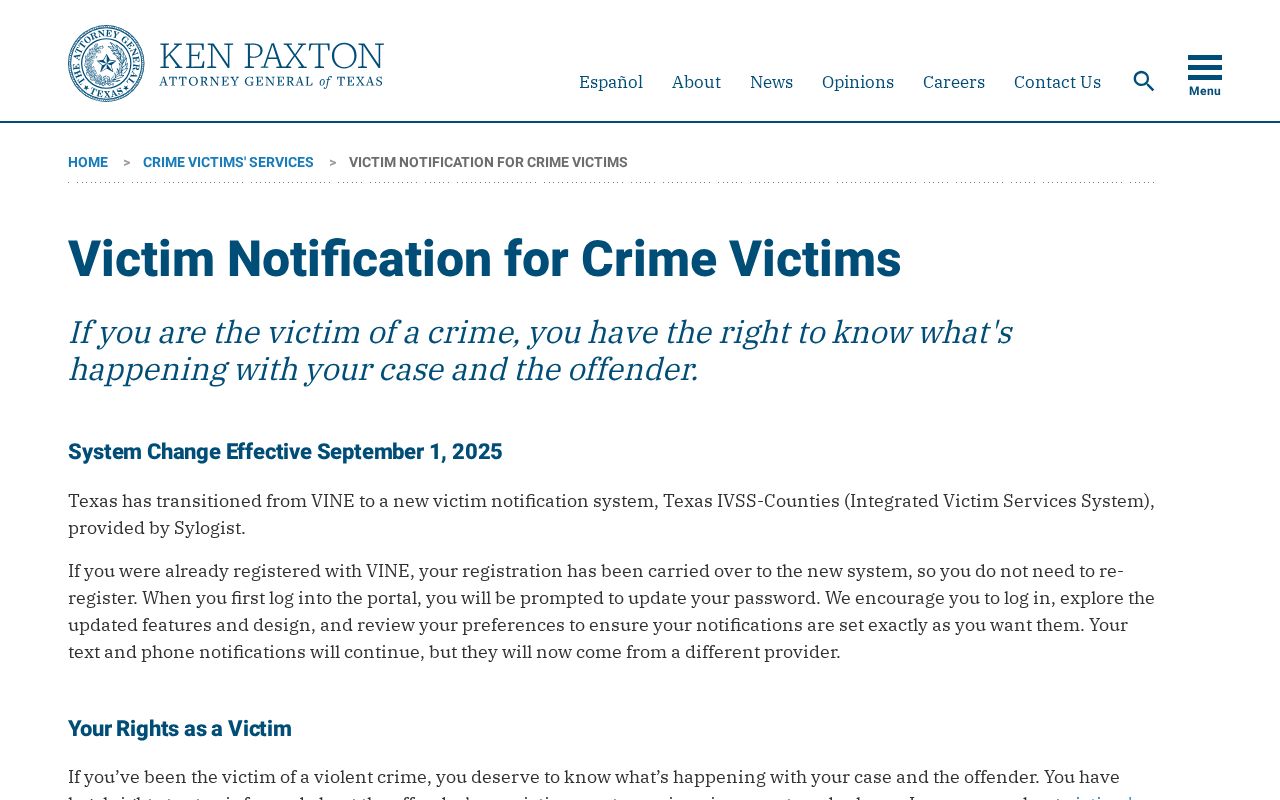 Texas VINE replacement guidance for Cass County custody notifications